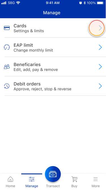 manage cards