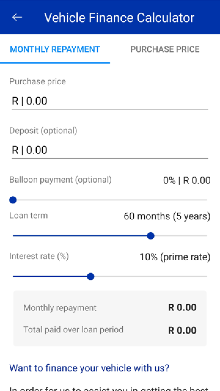 How to use our Vehicle Finance calculator Standard Bank